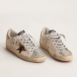 GGDB Superstar sneakers with platinum glitter tongue & leopard pony skin star 7